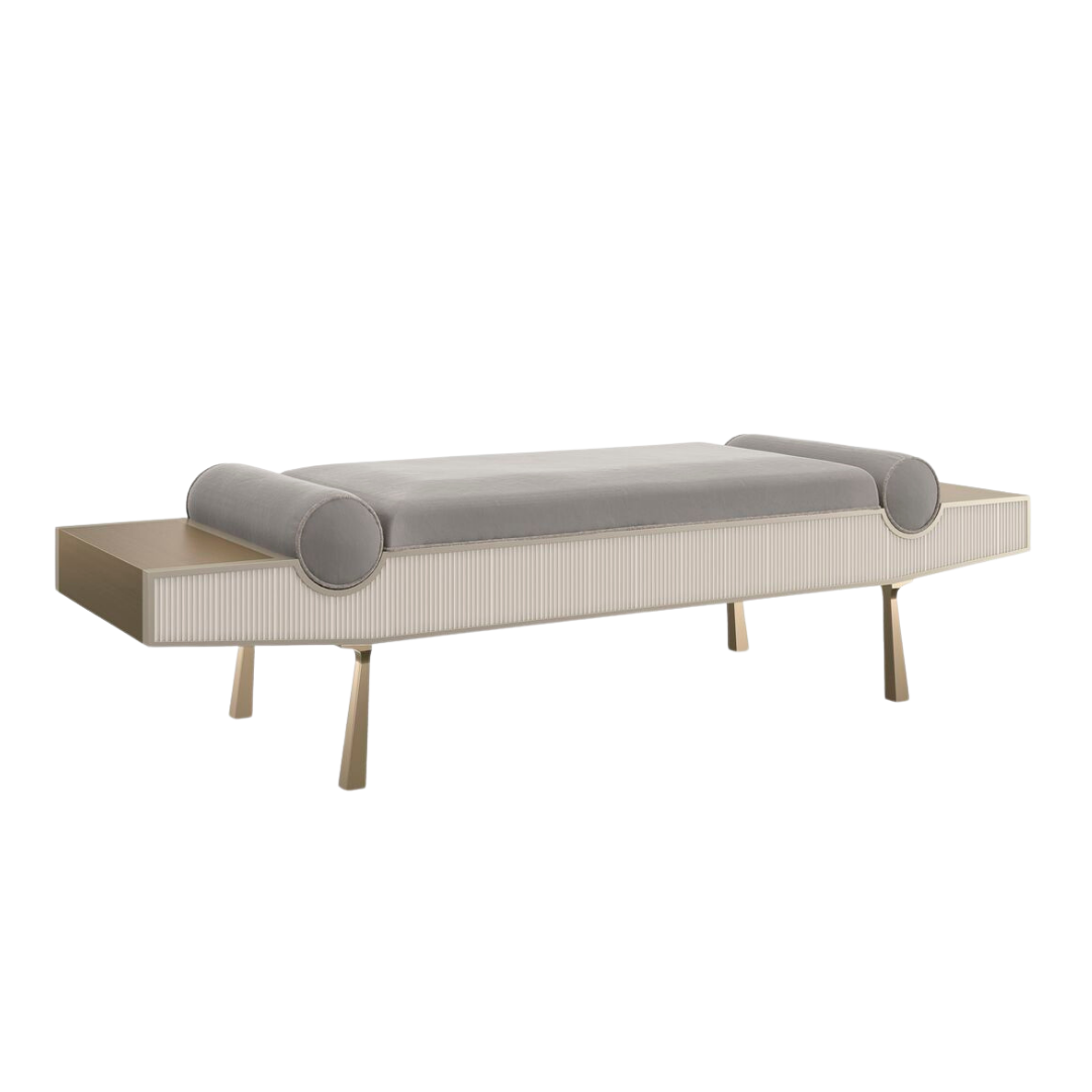 Caracole luxury bed and lounge chair collection at Royal Interiors Singapore, newly arrived from the USA.