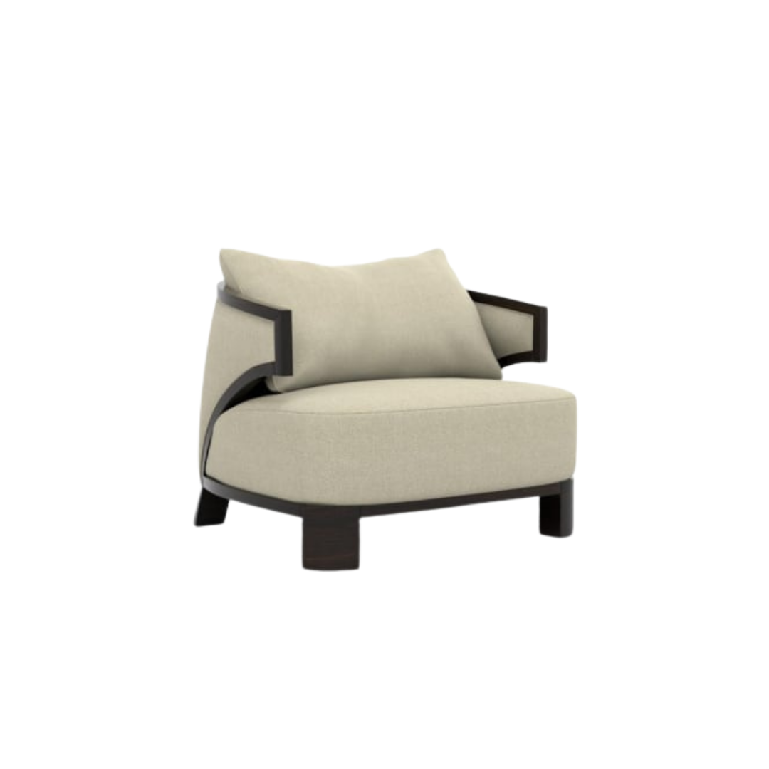 Luxury lounge armchair from Royal Interiors Singapore — designer seating crafted for modern comfort and timeless style.