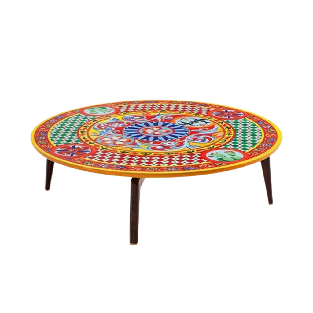 Dolce & Gabbana Casa furniture featuring Carretto or Blu Mediterraneo motifs at Royal Interiors Singapore.