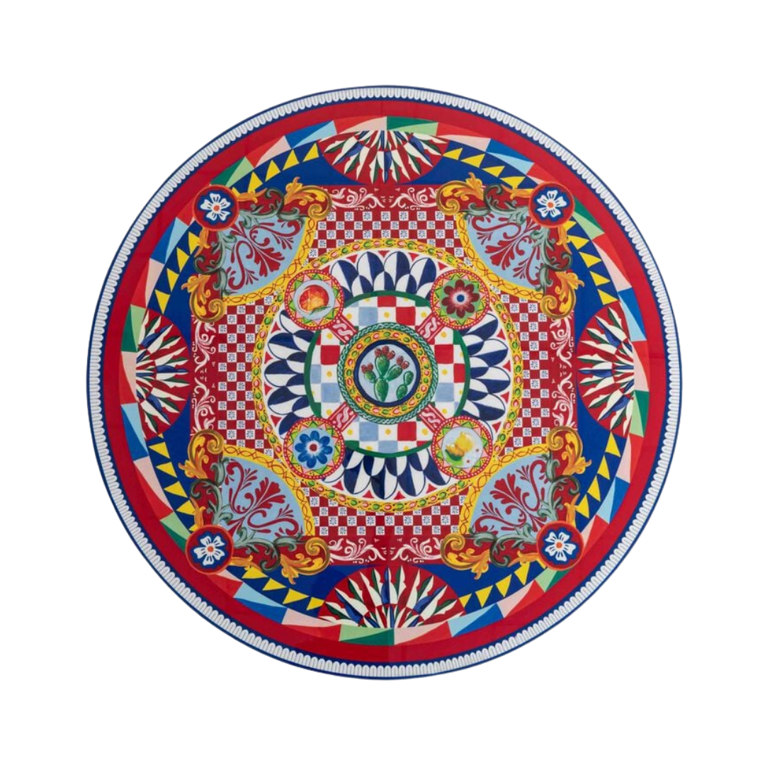 Dolce & Gabbana Casa furniture featuring Carretto or Blu Mediterraneo motifs at Royal Interiors Singapore.