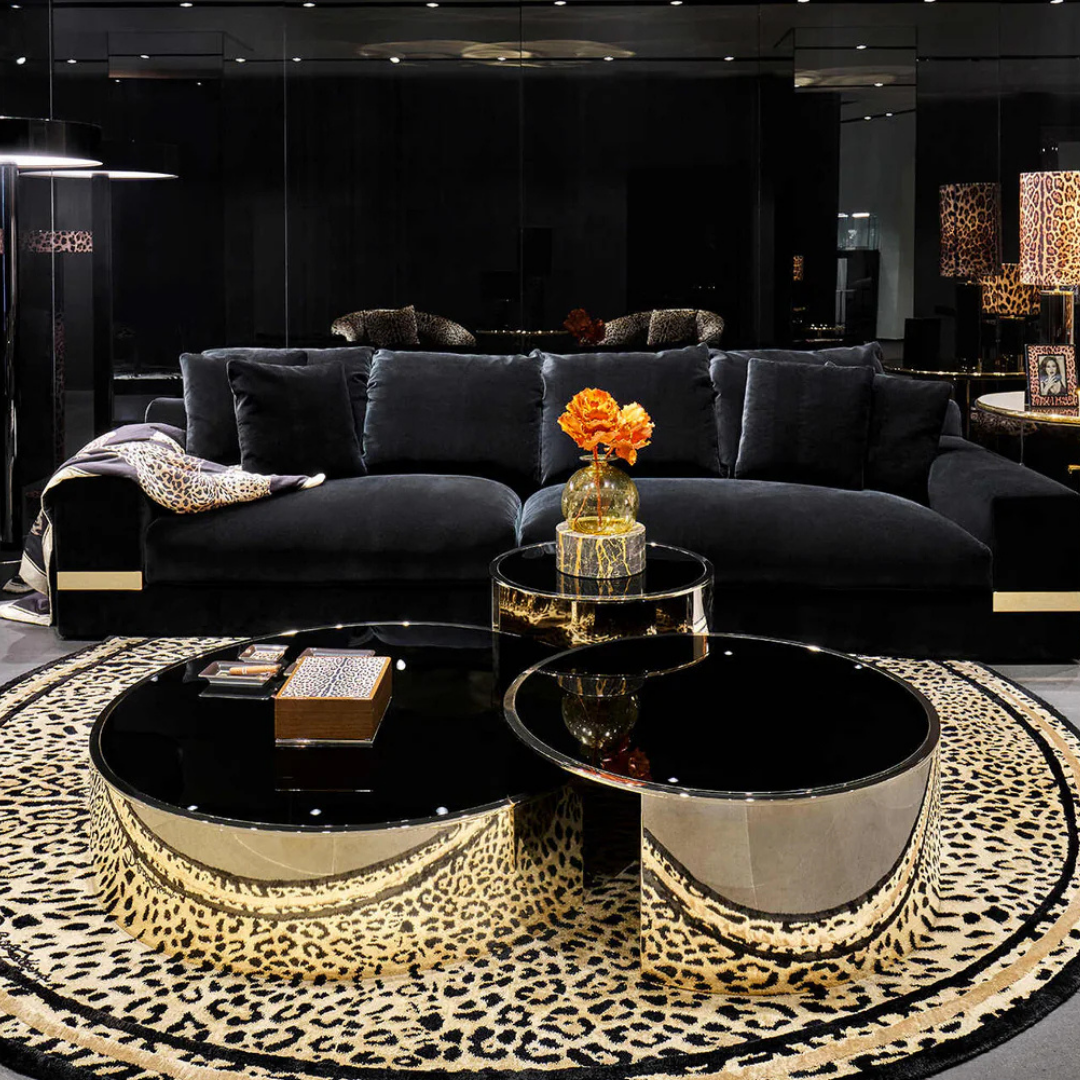 Dolce & Gabbana Casa furniture featuring Carretto or Blu Mediterraneo motifs at Royal Interiors Singapore.
