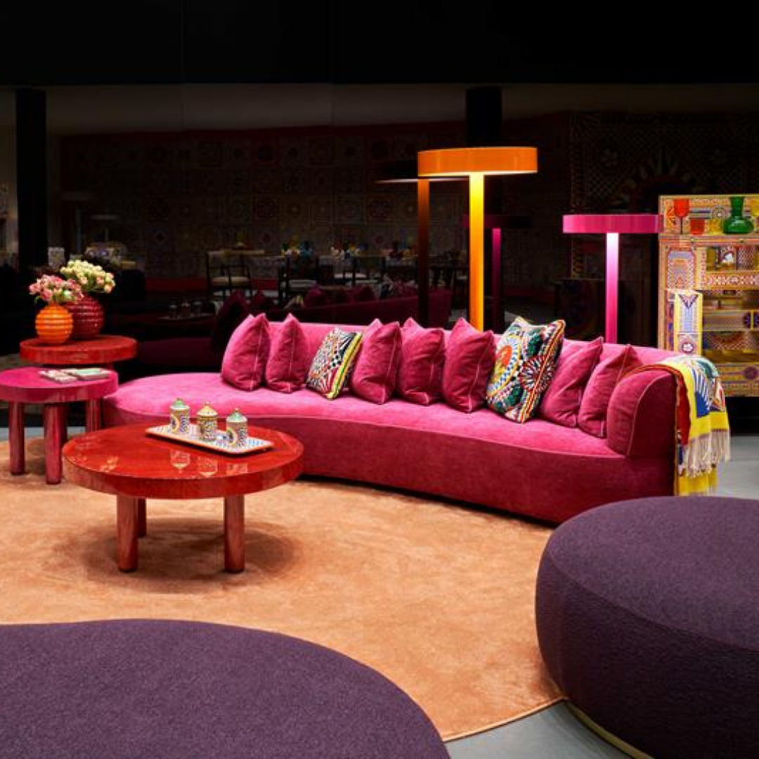 Dolce & Gabbana Casa furniture featuring Carretto or Blu Mediterraneo motifs at Royal Interiors Singapore.