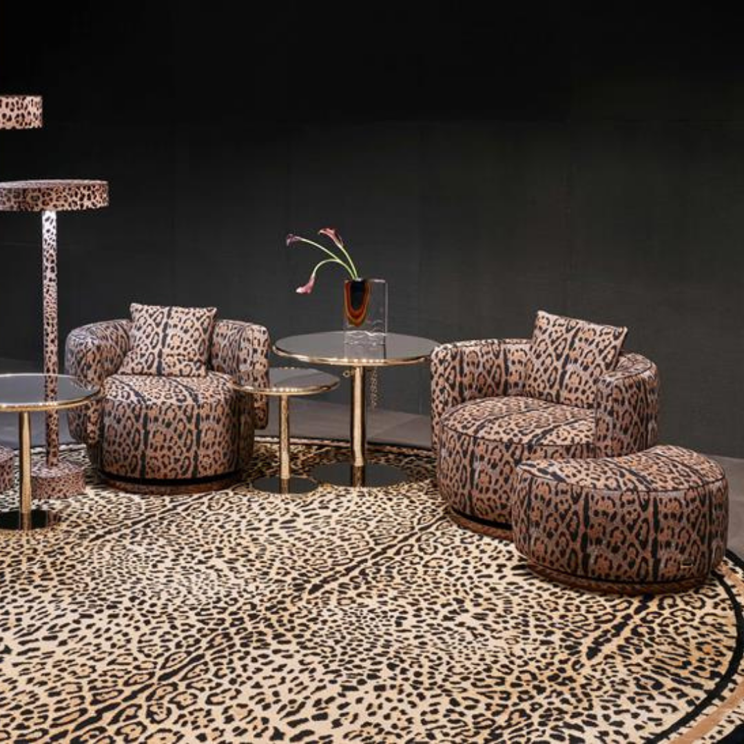 Dolce & Gabbana Casa furniture featuring Carretto or Blu Mediterraneo motifs at Royal Interiors Singapore.