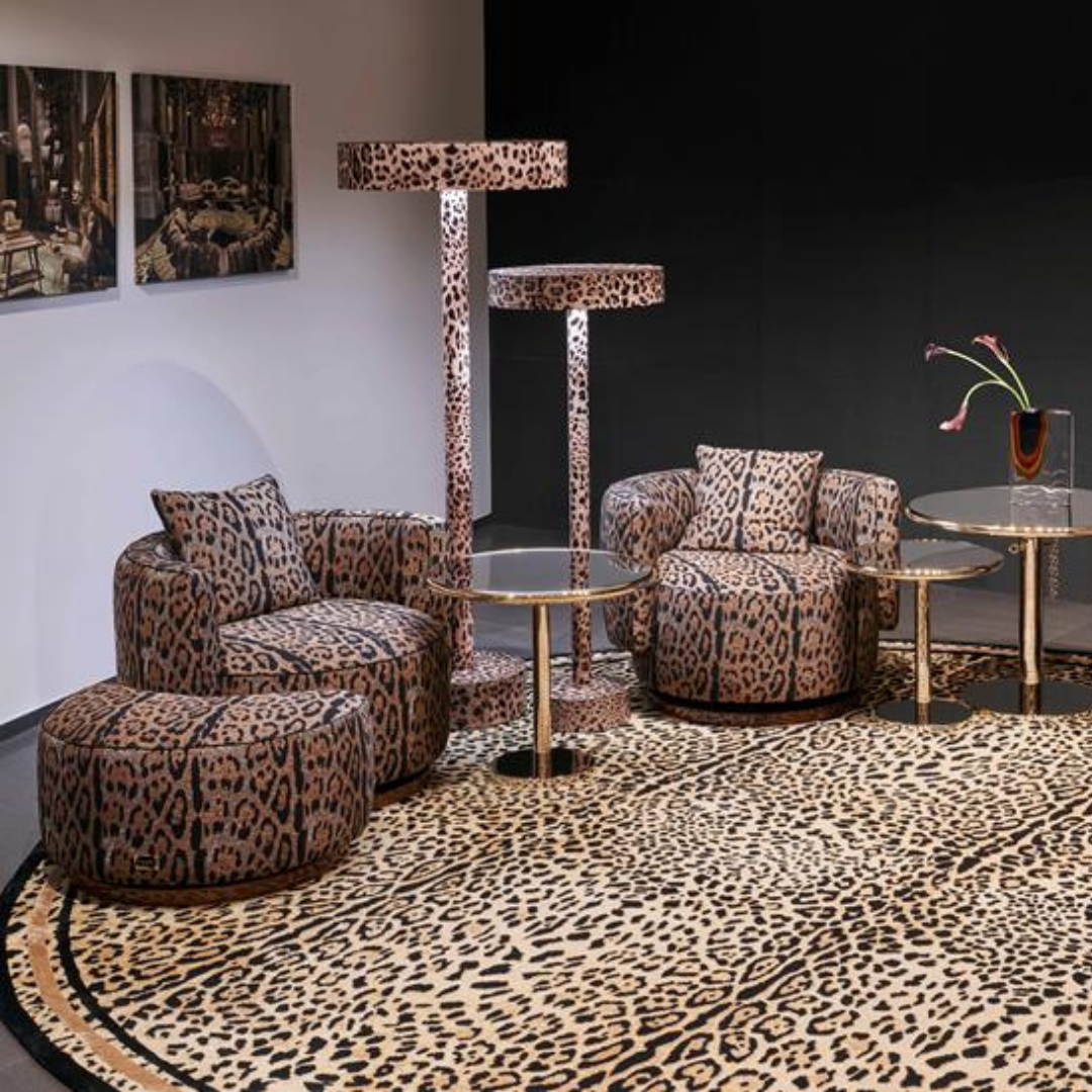 Dolce & Gabbana Casa furniture featuring Carretto or Blu Mediterraneo motifs at Royal Interiors Singapore.