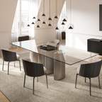 Eforma contemporary Italian furniture featuring sculptural tables and seating crafted in glass, marble, metal, and wood, displayed at Royal Interiors Singapore showroom