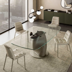 Eforma contemporary Italian furniture featuring sculptural tables and seating crafted in glass, marble, metal, and wood, displayed at Royal Interiors Singapore showroom