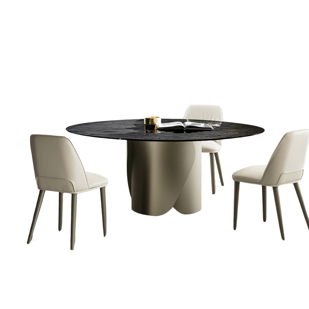 Eforma contemporary Italian furniture featuring sculptural tables and seating crafted in glass, marble, metal, and wood, displayed at Royal Interiors Singapore showroom