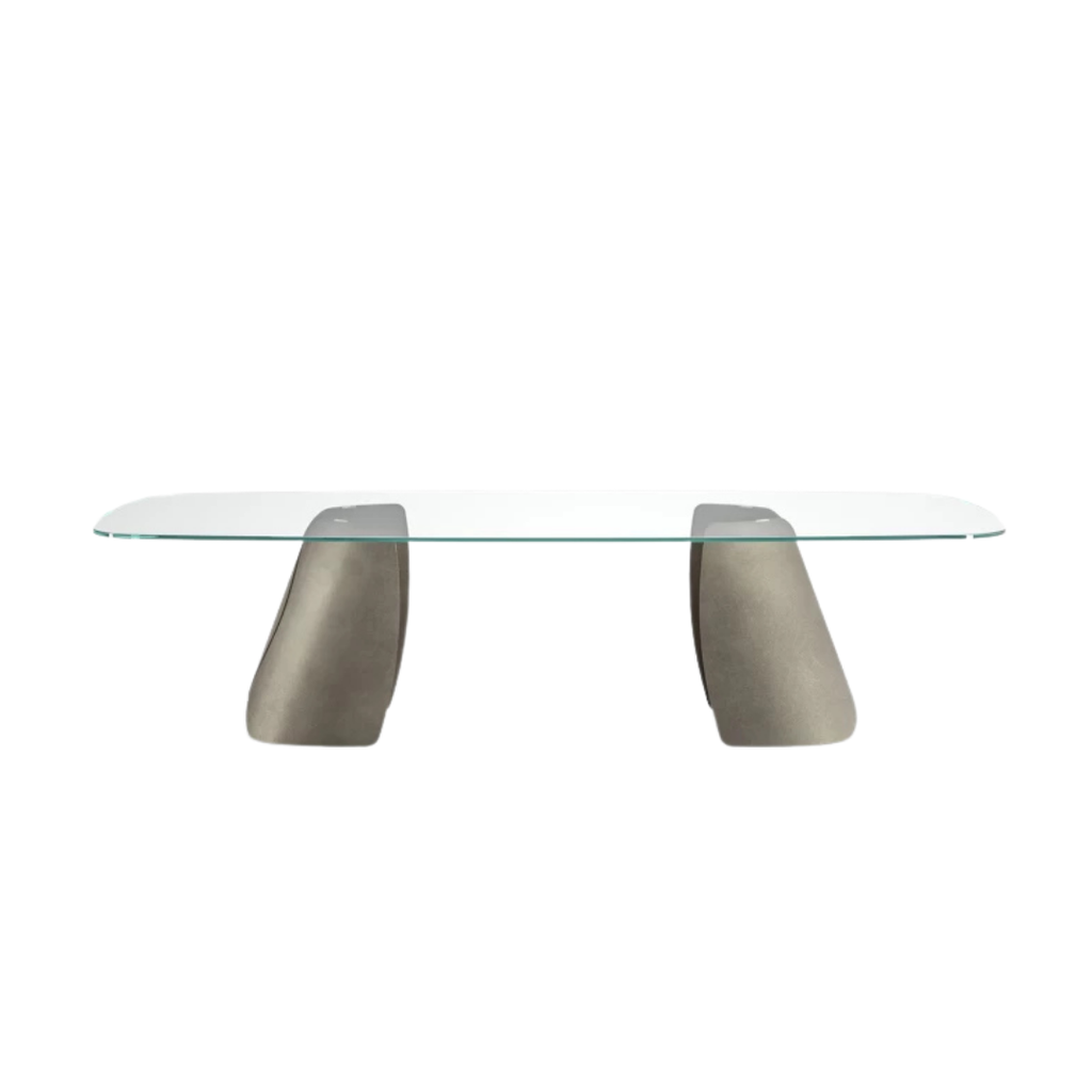 Eforma contemporary Italian furniture featuring sculptural tables and seating crafted in glass, marble, metal, and wood, displayed at Royal Interiors Singapore showroom