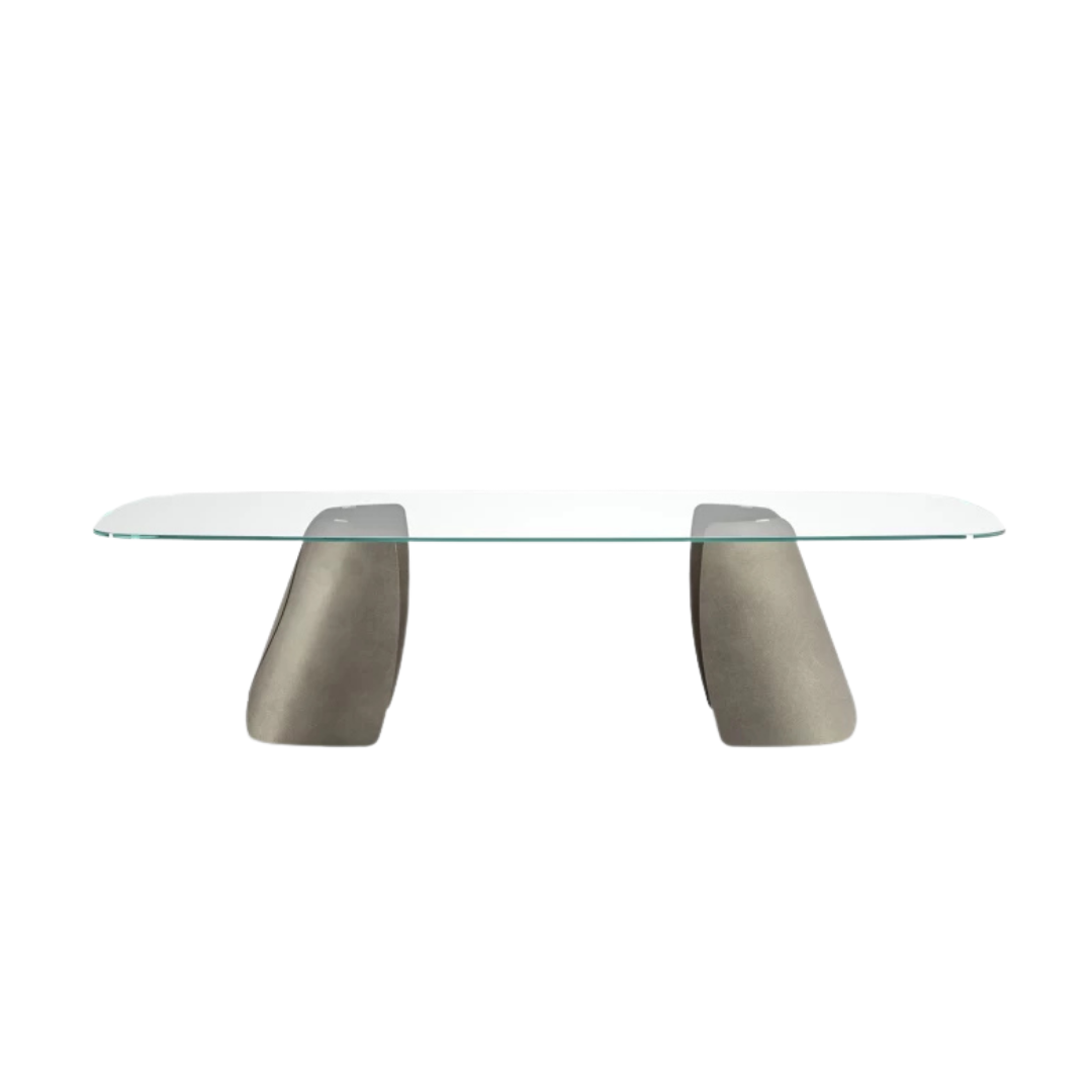 Eforma contemporary Italian furniture featuring sculptural tables and seating crafted in glass, marble, metal, and wood, displayed at Royal Interiors Singapore showroom