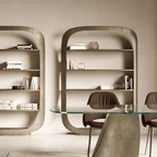 Eforma contemporary Italian furniture featuring sculptural tables and seating crafted in glass, marble, metal, and wood, displayed at Royal Interiors Singapore showroom