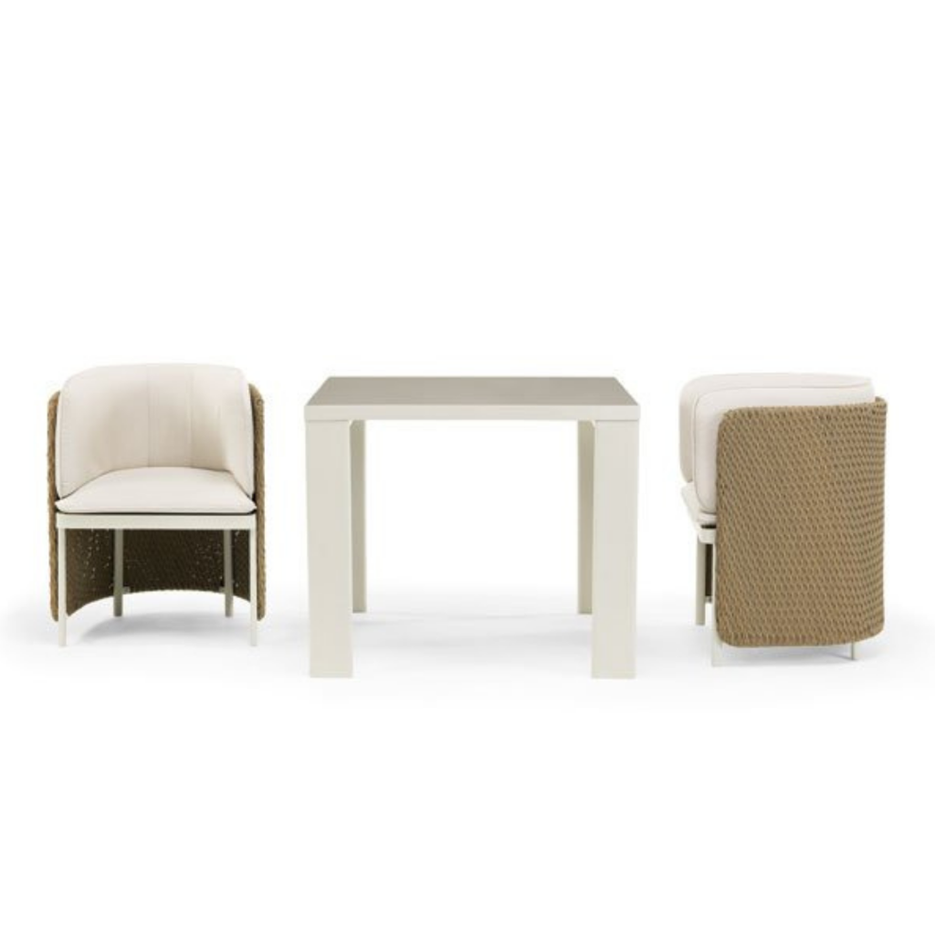 Ethimo Italian outdoor furniture in teak and refined finishes, displayed at Royal Interiors Singapore showroom