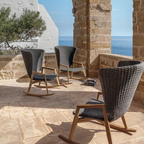 Ethimo Italian outdoor furniture in teak and refined finishes, displayed at Royal Interiors Singapore showroom