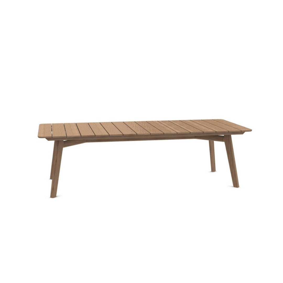 Ethimo Italian outdoor furniture in teak and refined finishes, displayed at Royal Interiors Singapore showroom