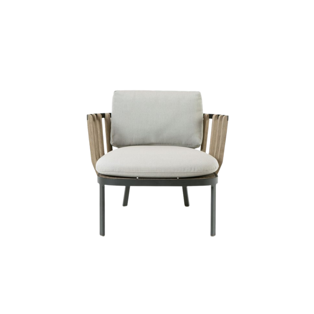 Ethimo Italian outdoor furniture in teak and refined finishes, displayed at Royal Interiors Singapore showroom