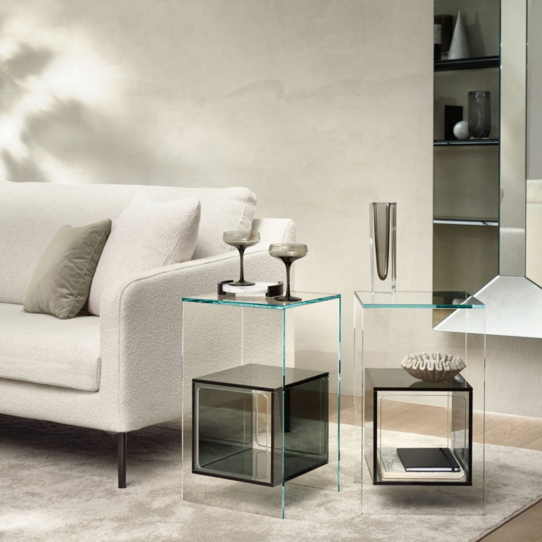 Fiam Italia designer glass furniture piece showcasing sculptural Italian craftsmanship and refined contemporary design.