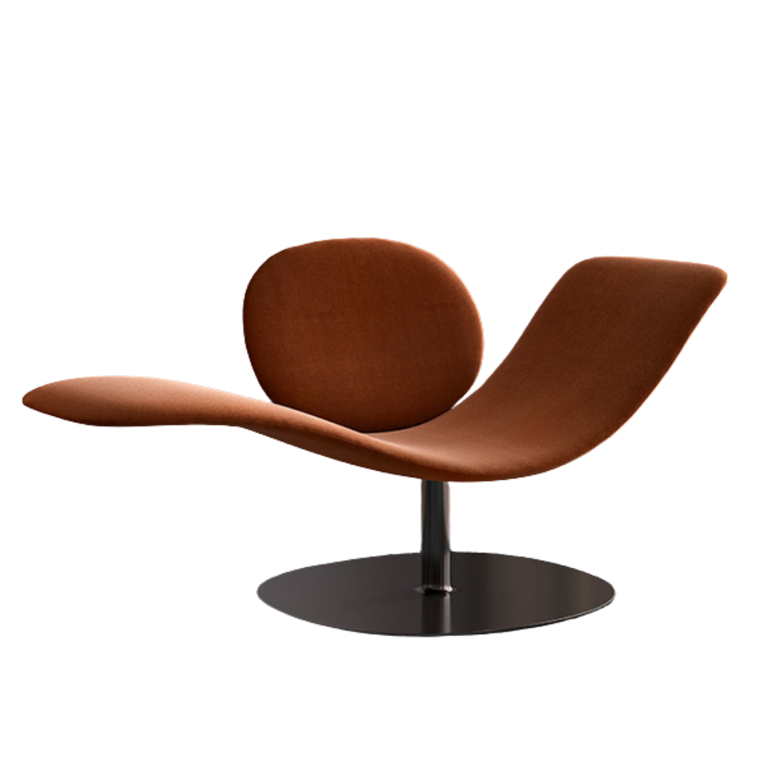 Natuzzi Italia indoor furniture including lounge armchairs, coffee tables, side tables, and bedside tables at Royal Interiors Singapore showroom.