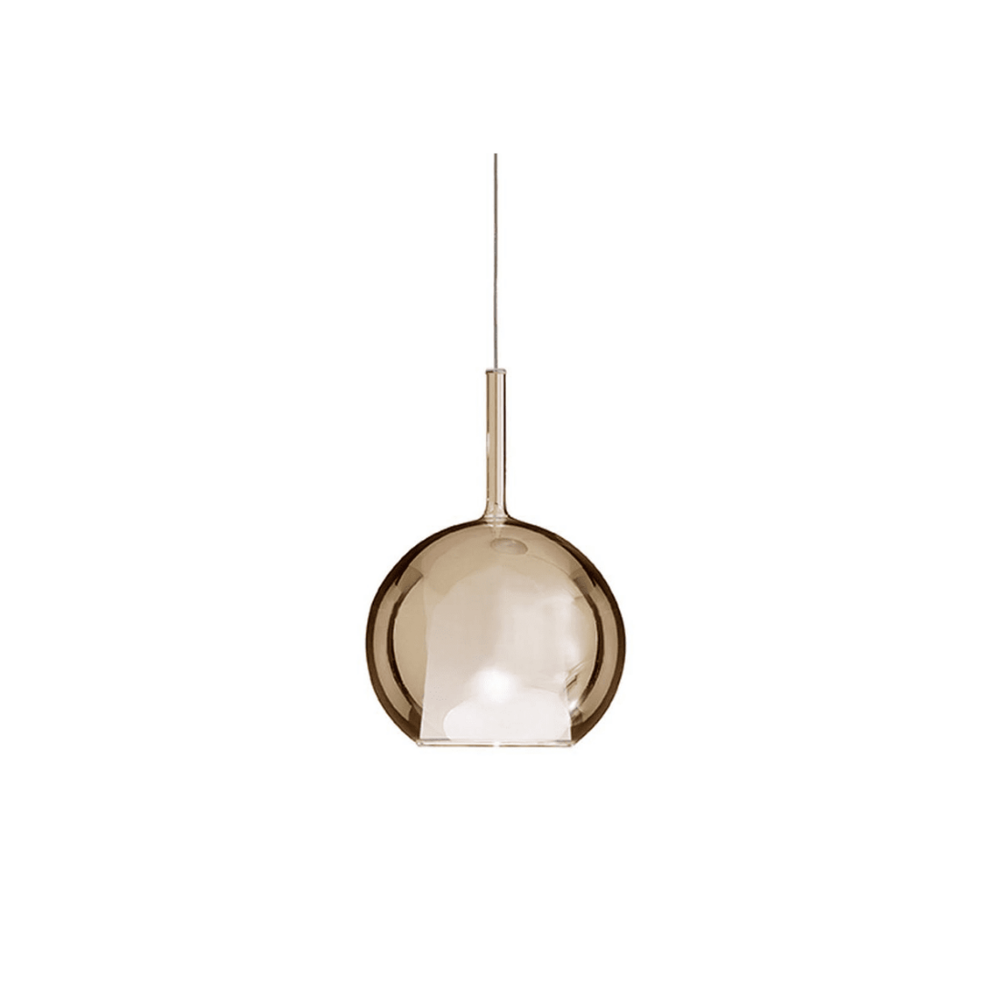 Penta Italian designer lighting featuring sculptural mirrored floor and pendant lights displayed in a luxury Singapore showroom