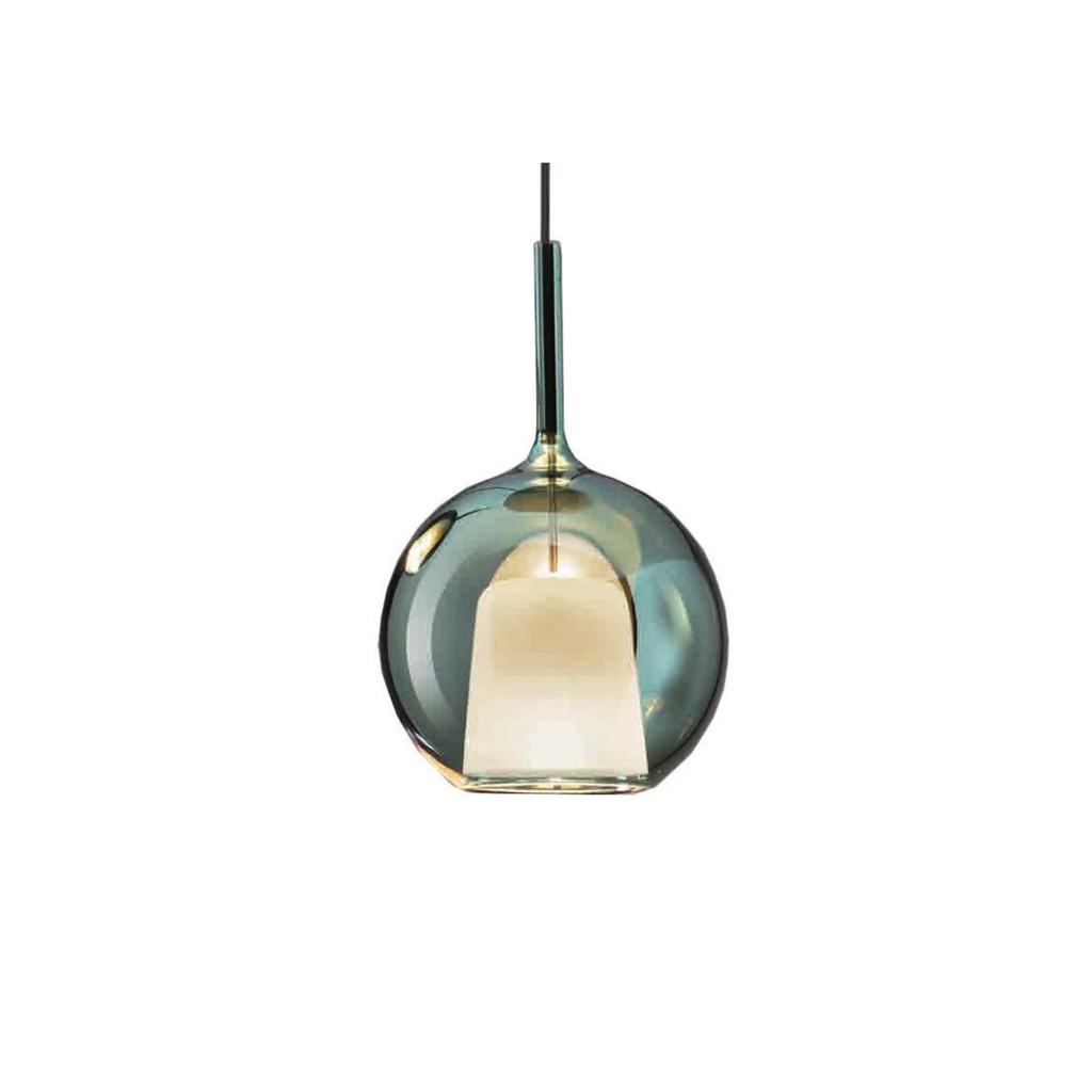 Penta Italian designer lighting featuring sculptural mirrored floor and pendant lights displayed in a luxury Singapore showroom