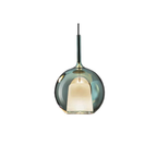 Penta Italian designer lighting featuring sculptural mirrored floor and pendant lights displayed in a luxury Singapore showroom