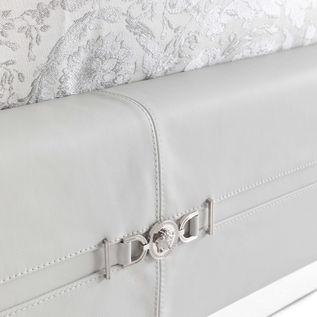 Versace Home furniture with signature Medusa and La Greca detailing, available at Royal Interiors Singapore.