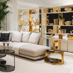 Versace Home furniture with signature Medusa and La Greca detailing, available at Royal Interiors Singapore.