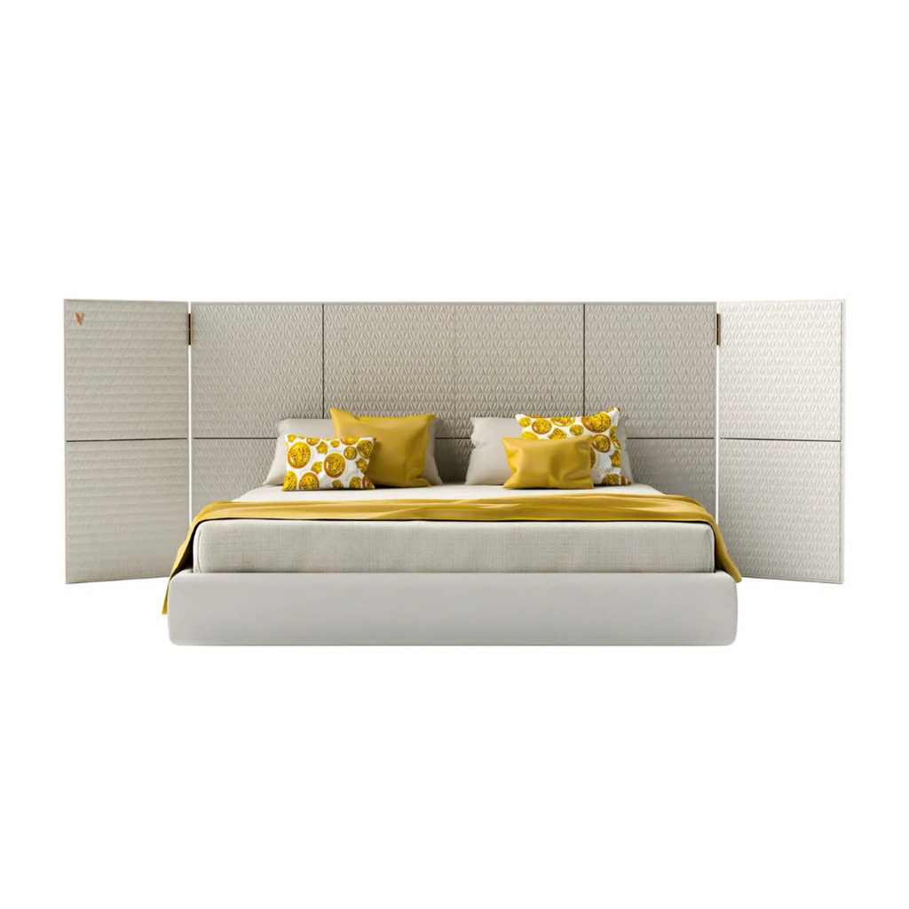 Versace Home furniture with signature Medusa and La Greca detailing, available at Royal Interiors Singapore.