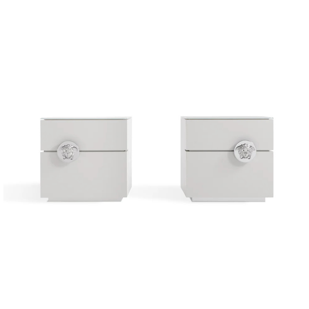 Versace Home furniture with signature Medusa and La Greca detailing, available at Royal Interiors Singapore.