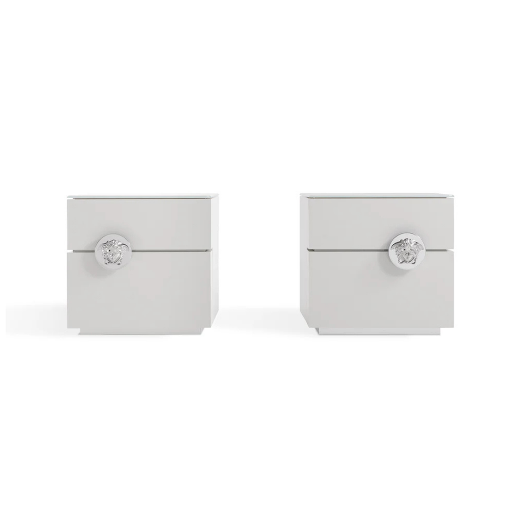 Versace Home furniture with signature Medusa and La Greca detailing, available at Royal Interiors Singapore.