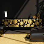 Versace Home furniture with signature Medusa and La Greca detailing, available at Royal Interiors Singapore.