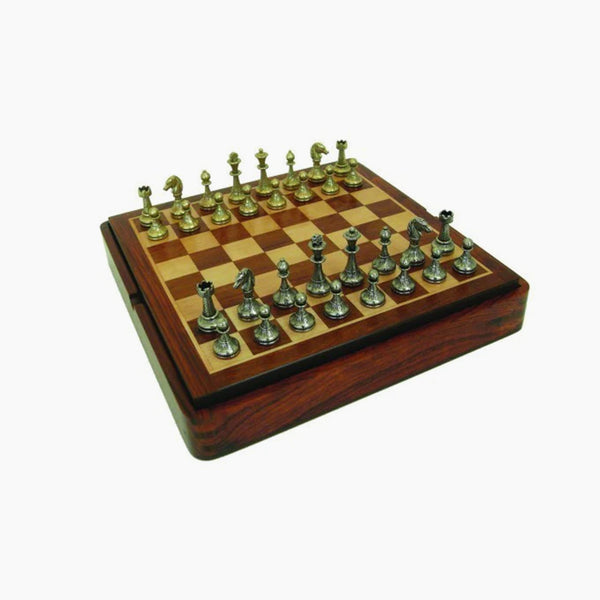 Mem Solid Brass + Rosewood Chess Board