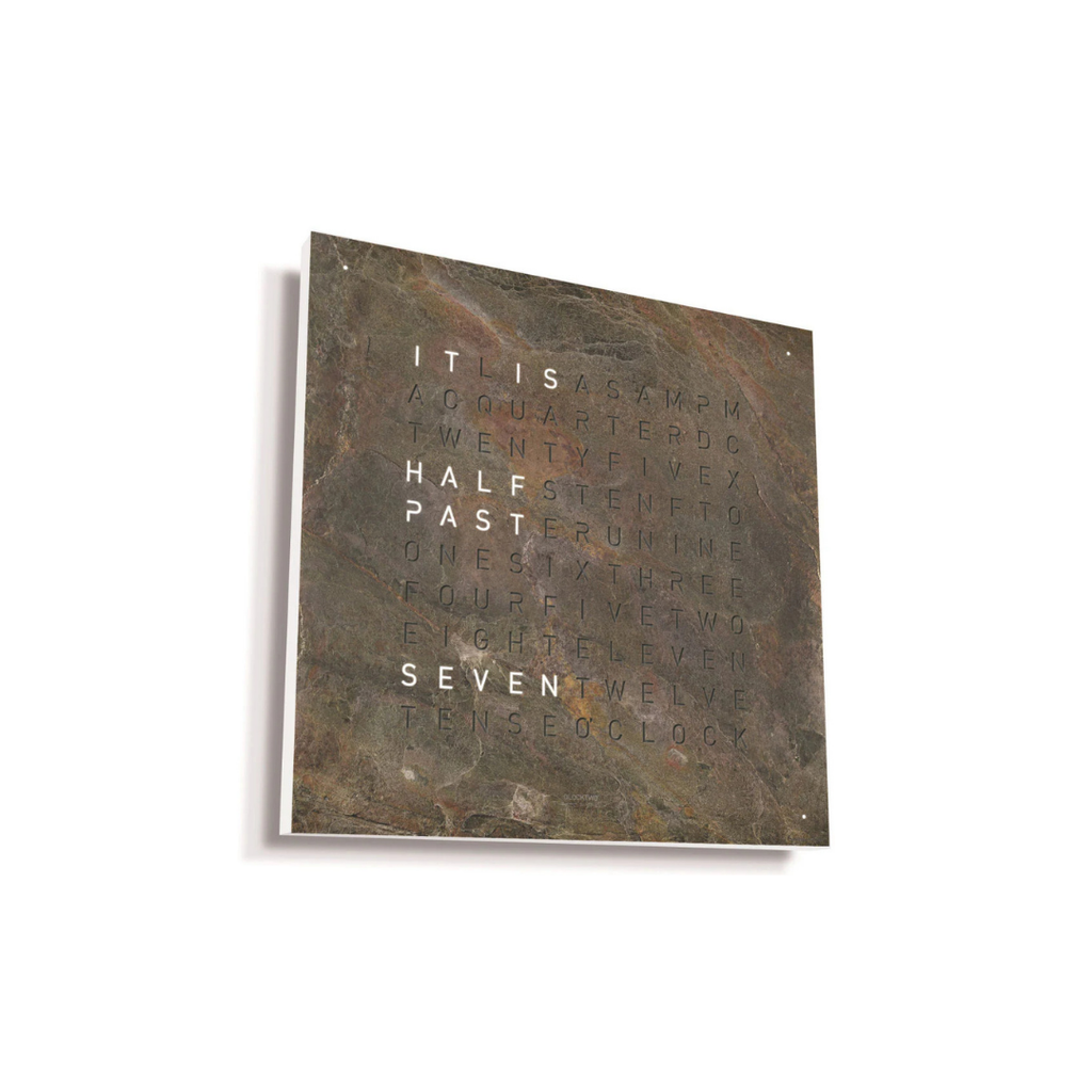 QLOCKTWO luxury word clock in contemporary interior setting, available at Royal Interiors Singapore