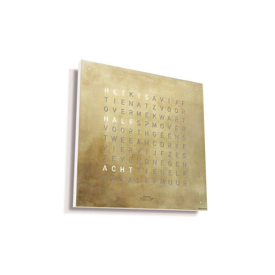 QLOCKTWO luxury word clock in contemporary interior setting, available at Royal Interiors Singapore